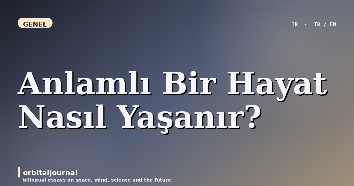 Anlamlı Bir Hayat Nasıl Yaşanır?